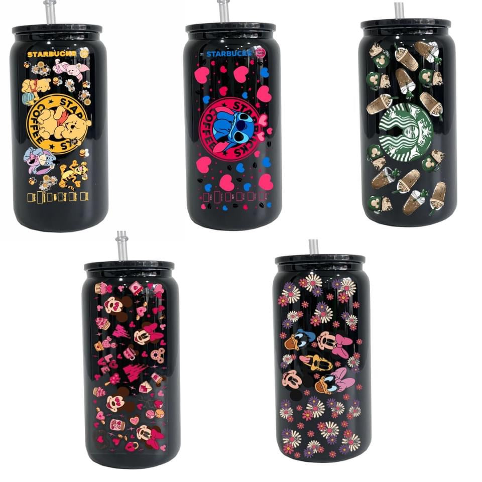 50 Pack 16oz Black Glass Can with PP Lids_GGblanks