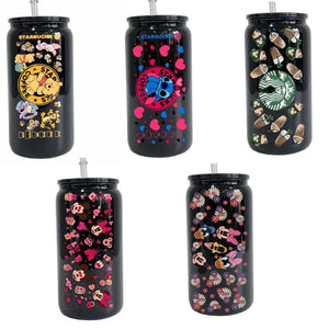 50 Pack 16oz Black Glass Can with PP Lids_GGblanks