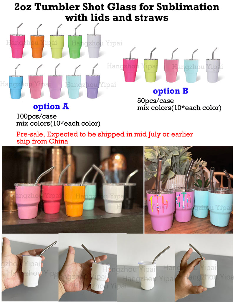 😍 China RTS_Mini 2oz Tumblers Wine Shot glasses for  Blank Sublimation XJB50 50PCS- GGblanks