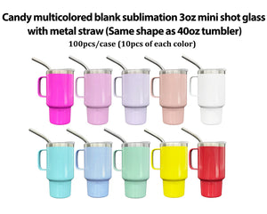 50 Pack 100 Pack GGblanks USA RTS 3oz mini tumbler shot glass with handle blank sublimation 3oz tumbler shot glasses stanley-same-shape