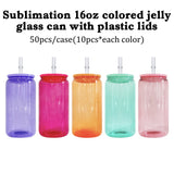 25 Pack 50 Pack 16oz Jelly Sublimation Glass Cans in Sweet Candy Colors_GGblanks