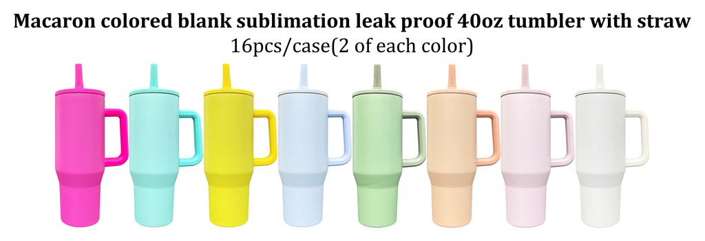 16 Pack Macaron Colored Blank Sublimation Leakproof 40oz Tumbler with Straw_GGblanks