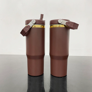 20 Pack RTS from USA 30oz Mirror Gold Underneath Chocolate Color Flip Straw Bottles_GGblanks