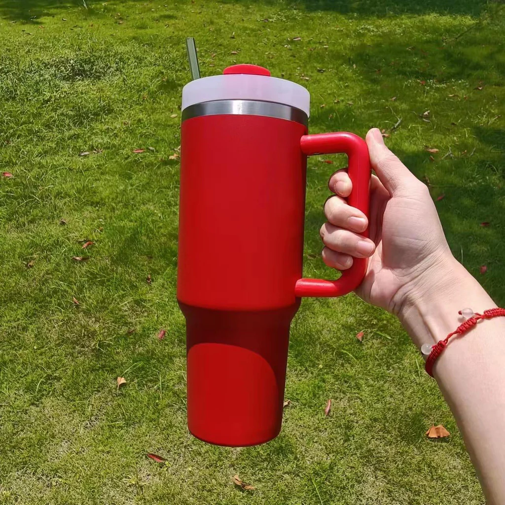 20 Pack Powder Coated 40oz H2.0 Dark Green Red Quencher Tumbler for Christmas_GGblanks