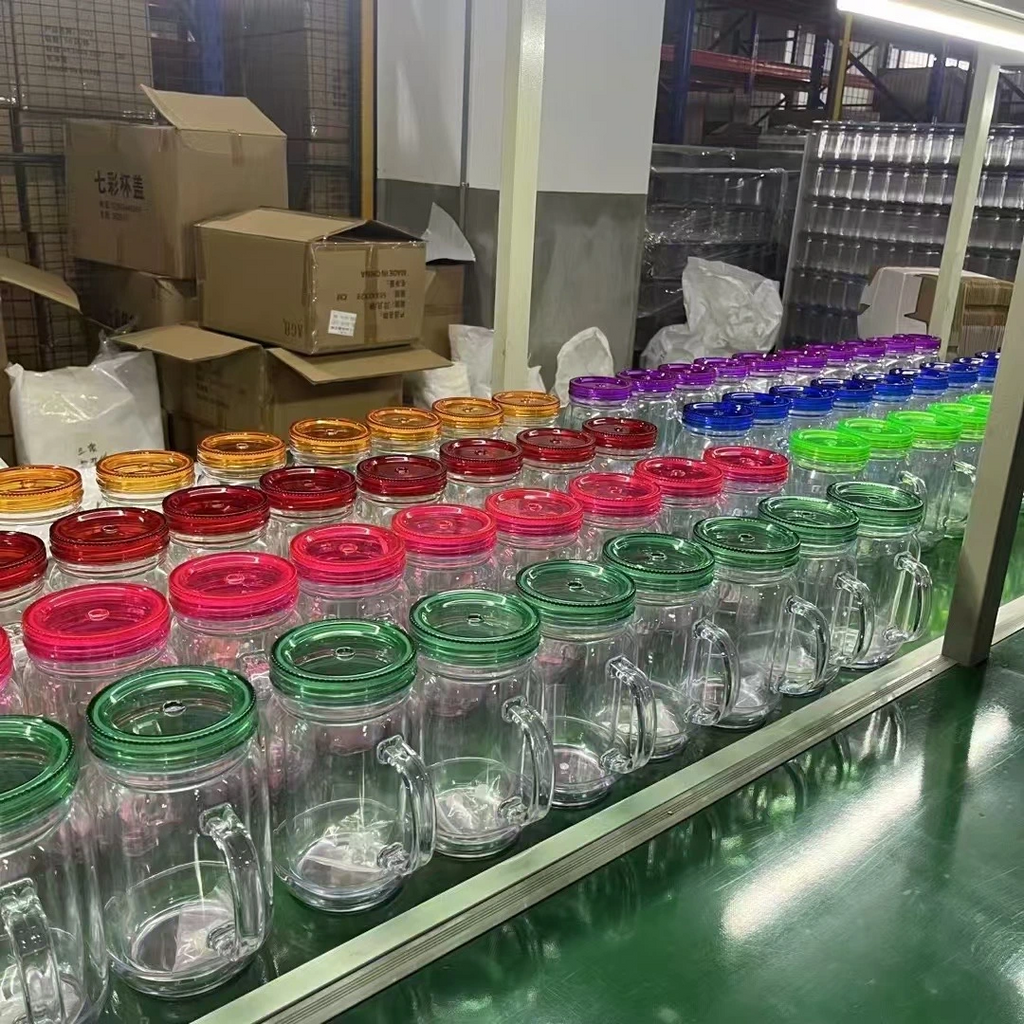 25 Pack New Style 20oz Pre-drilled Snow Globe Plastic Colorful Lids Mason Jars_GGblanks