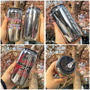 50 Pack GGblanks Middle Night Black Mirror Plated 16oz Glass Can