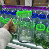 25 Pack New Style 20oz Pre-drilled Snow Globe Plastic Colorful Lids Mason Jars_GGblanks