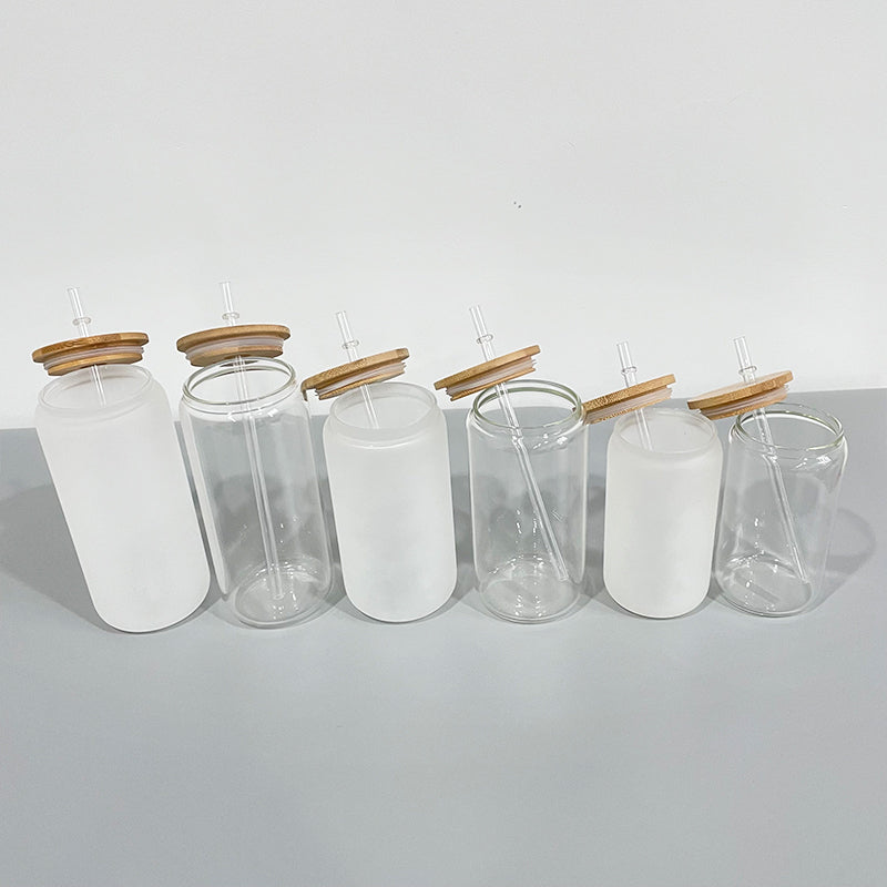 On Sale 6 Pack 8 Pack 25 Pack 50 Pack 16oz Clear Frosted Glasses_GGblanks