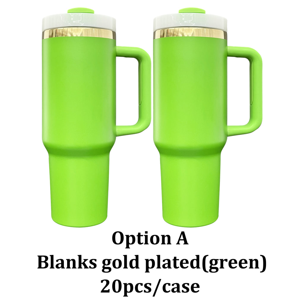 20 Pack Mirror Gold Plated Christmas Green Powder Coated H2.0 30oz 40oz Tumblers with Grinch Laser_GGblanks