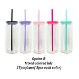 25 Pack 16oz Inner 20oz Outer Pre-Drilled Snow Globe Plastic Can with Colorful PP Lid and Plug_GGblanks