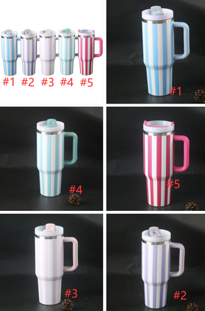 20 Pack Striped 40oz Stainless Steel Quencher Tumblers with Lid and Removable Handle_GGblanks
