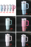 20 Pack Striped 40oz Stainless Steel Quencher Tumblers with Lid and Removable Handle_GGblanks