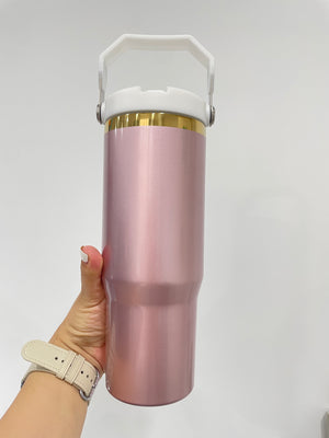 20oz/30oz Rose Gold Color Mirror Gold Underneath Sublimation Skinny/Flip Straw Tumblers_GGblanks