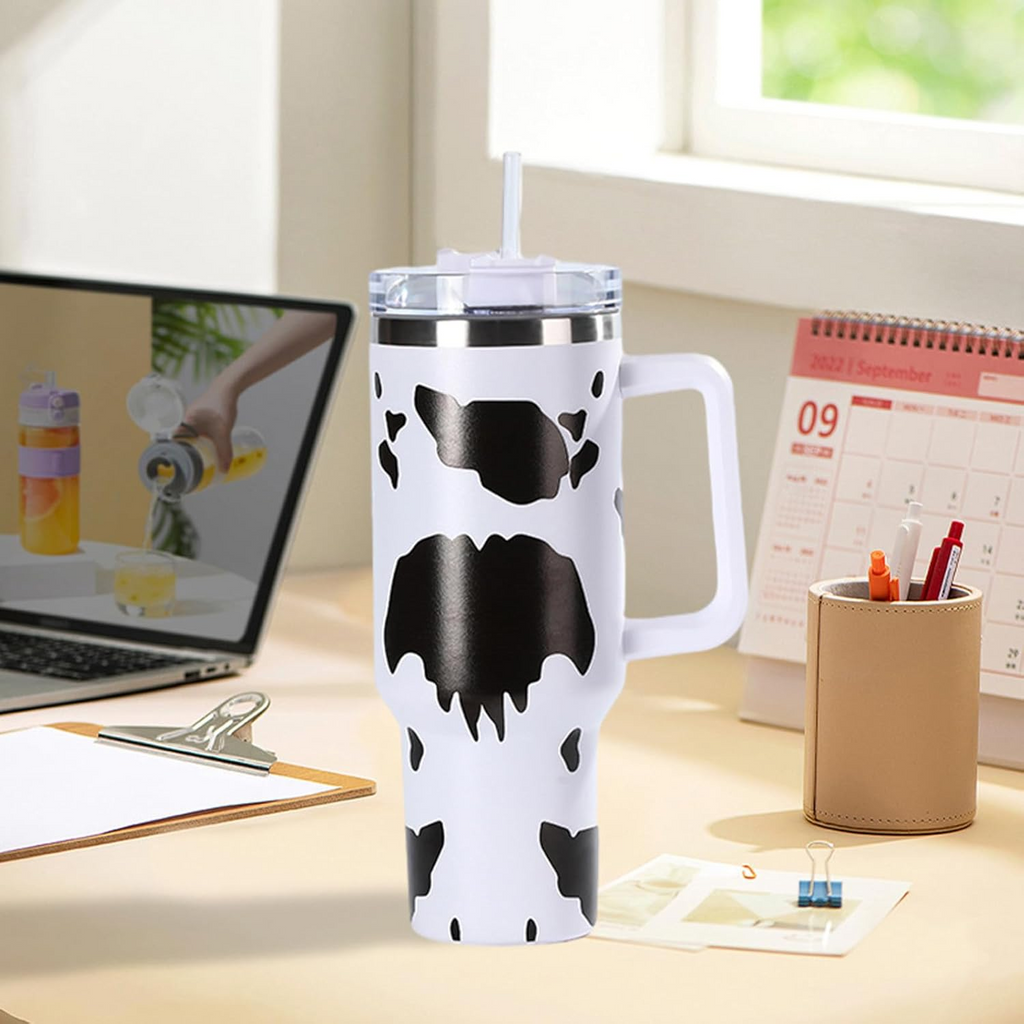 16 Pack Stainless Steel 40oz Cow Print Sublimation Travel Mugs_GGblanks