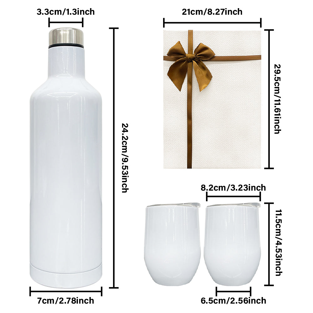 6 Sets Christmas Gifts Wine Tumbler And Bottle Gifts Set With Box 12oz Wine Tumblers and 17oz Water Bottles Both Work for Sublimation_GGblanks