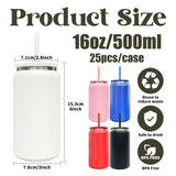 25 Pack USA RTS 16oz Stainless Steel Cans Black Plated Red Blue Black White PInk Soda Cans_GGblanks