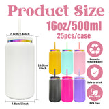 25 Pack 16oz Stainless Steel Cans Rainbow Plated 13pcs Black 12pcs White Soda Cans_GGblanks