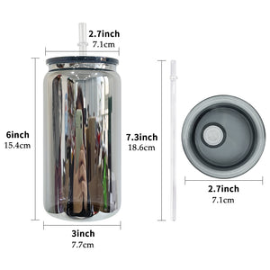 50 Pack GGblanks Middle Night Black Mirror Plated 16oz Glass Can