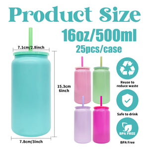 25 Pack 16oz Sublimation Candy Blue Pink Hot Pink Green Colorful Stainless Steel Cans_GGblanks