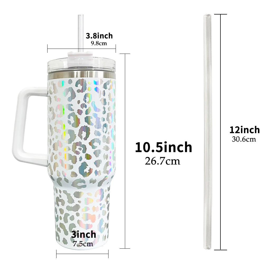 20 Pack 40oz Holographic Print Leopard Travel Quencher Tumblers 3 colors Mixed_GGblanks