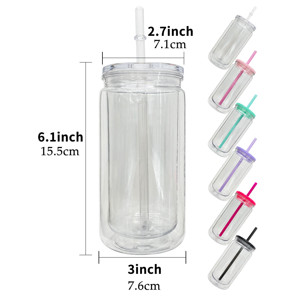 25 Pack 12oz Inner 16oz Outer Double Wall Snow Globe Plastic Cans_GGblanks