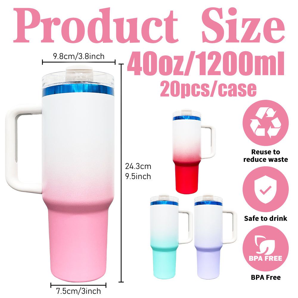 20 Pack USA RTS 40oz Blue Plated Ombre Powder Coated H2.0 Quencher Tumblers For Laser Engraving_GGblanks