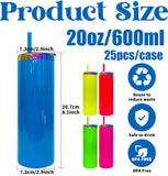 20 Pack 20oz neon rainbow plated double walled stainless steel tumblers for sublimation and laser engraving_GGblanks
