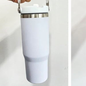 30oz GGblanks White/Macaron Colorful Student School Stanley Style 20oz 30oz Water Bottles Rainbow Plated Matte Glossy Tumblers with Flip Straw_GGblanks