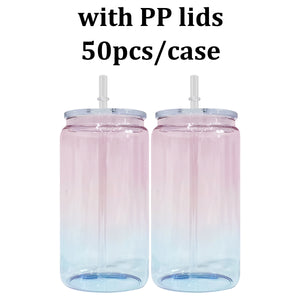 New Popular 16oz Crystal Ocean series Glass Cans for sublimation 16OZEAN001_GGblanks