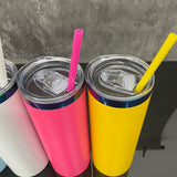25 Pack 20oz Powder Coated Stainless Steel Straight Skinny Tumbler Rainbow Plated Rainbow Underneath Tumbler for Laser Engraving_GGblanks