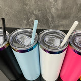25 Pack 20oz Powder Coated Stainless Steel Straight Skinny Tumbler Rainbow Plated Rainbow Underneath Tumbler for Laser Engraving_GGblanks
