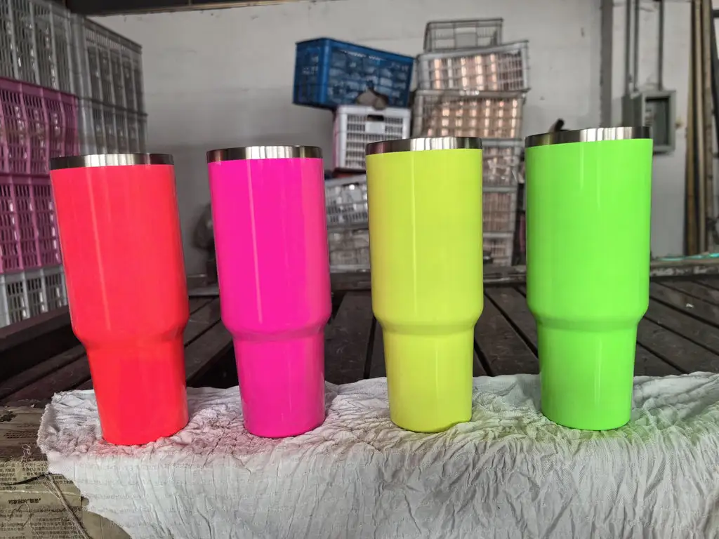 20 Pack USA RTS 30oz Neon Water Bottles with Flip Straws 40oz Neon Quencher Tumbler with Handle for Sublimation_GGblanks