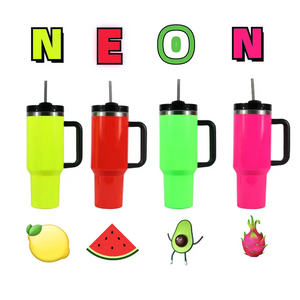 20 Pack USA RTS 30oz Neon Water Bottles with Flip Straws 40oz Neon Quencher Tumbler with Handle for Sublimation_GGblanks