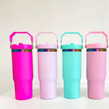 30oz GGblanks White/Macaron Colorful Student School Stanley Style 20oz 30oz Water Bottles Rainbow Plated Matte Glossy Tumblers with Flip Straw_GGblanks