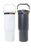 30oz GGblanks White/Macaron Colorful Student School Stanley Style 20oz 30oz Water Bottles Rainbow Plated Matte Glossy Tumblers with Flip Straw_GGblanks