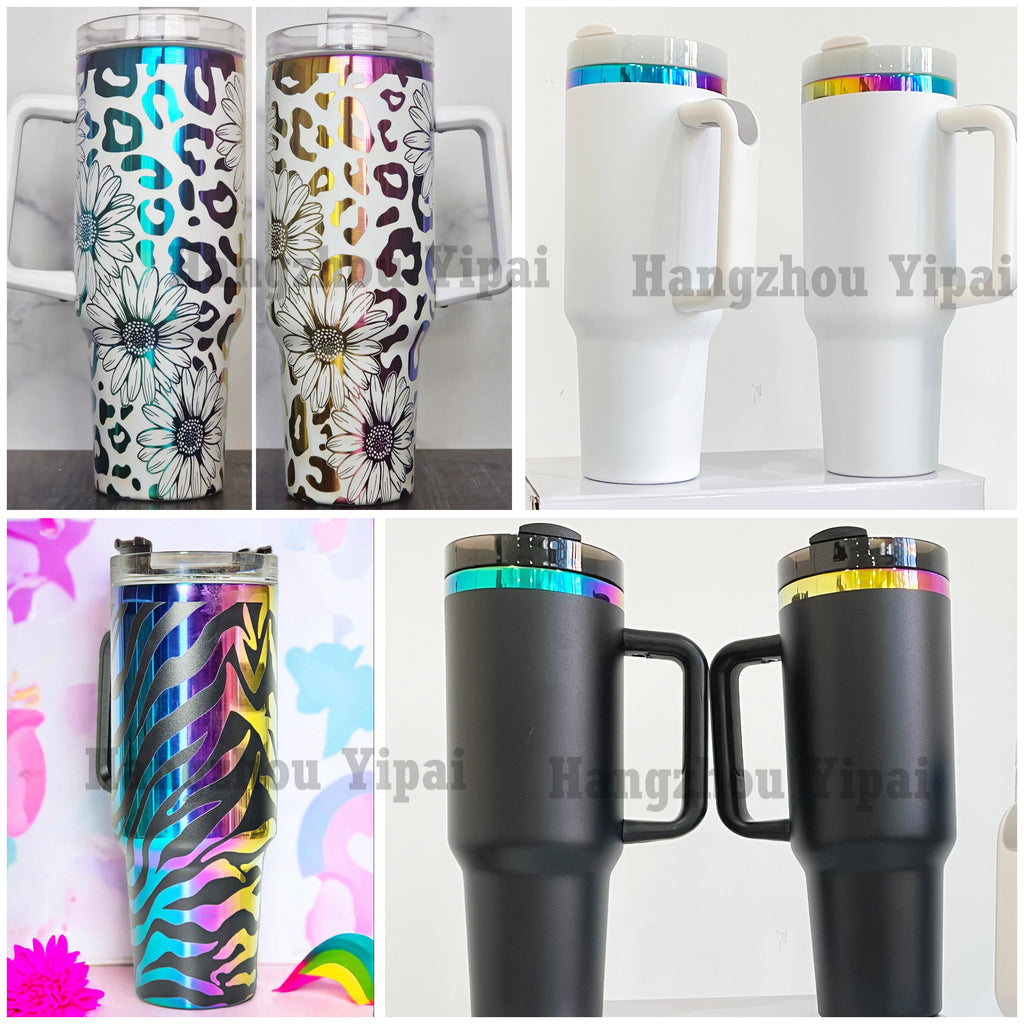 20 Pack Rainbow Plated 30oz 40oz Tumblers Powder Coated H2.0 Colorful/White/Black Quencher Tumbler_GGblanks