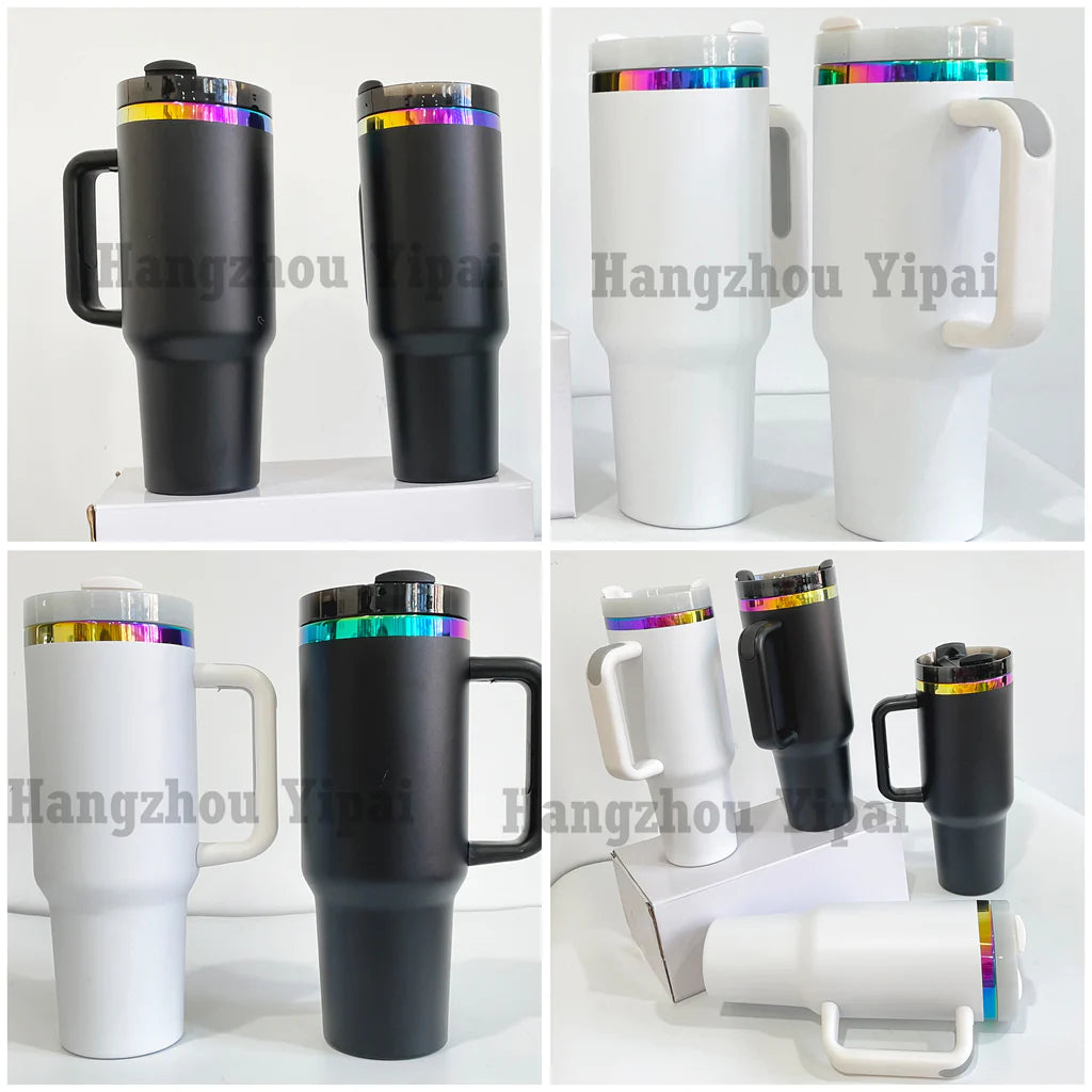 20 Pack Rainbow Plated 30oz 40oz Tumblers Powder Coated H2.0 Colorful/White/Black Quencher Tumbler_GGblanks