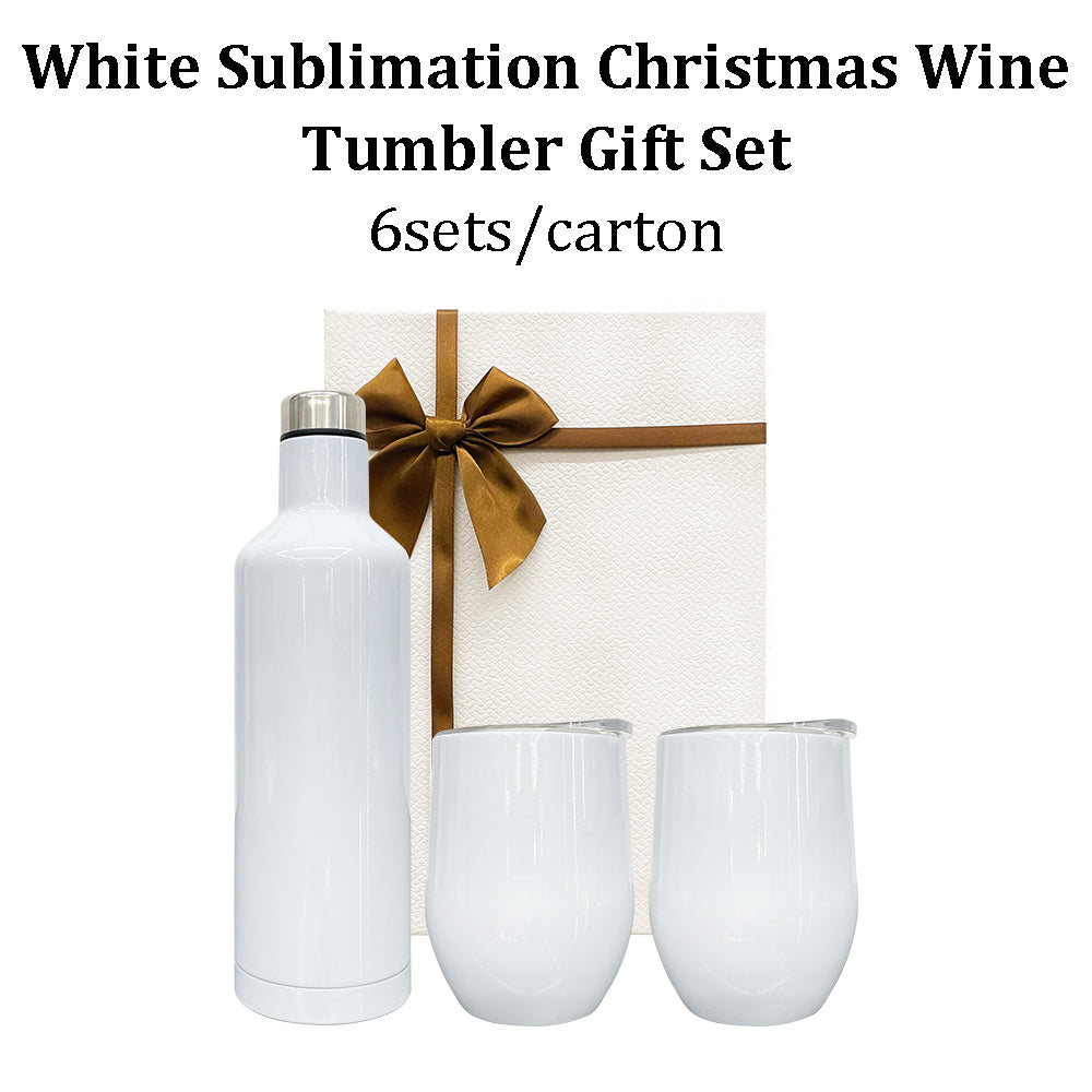 6 Sets Christmas Gifts Wine Tumbler And Bottle Gifts Set With Box 12oz Wine Tumblers and 17oz Water Bottles Both Work for Sublimation_GGblanks