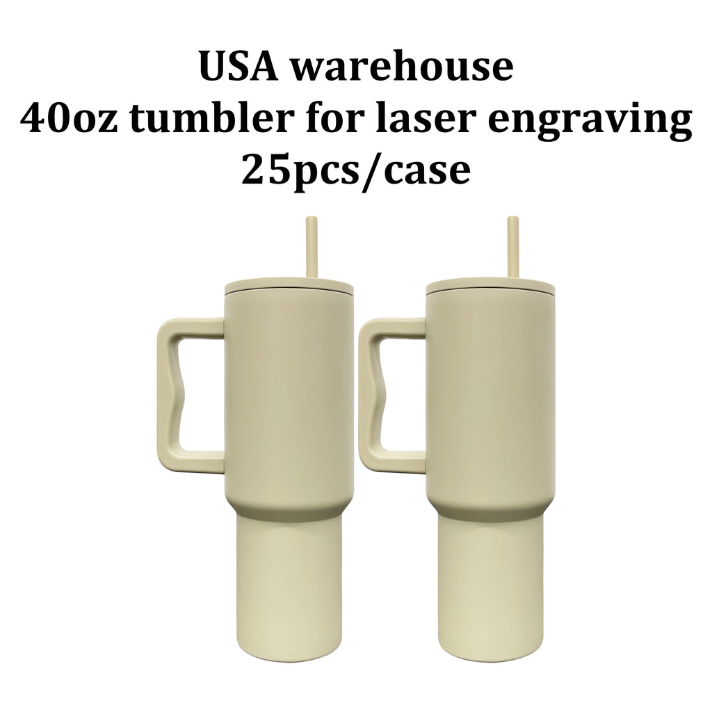 USA Warehouse 40oz Grayish Brown Handled Travel Mug Modern Matte 25pcs_GGblanks