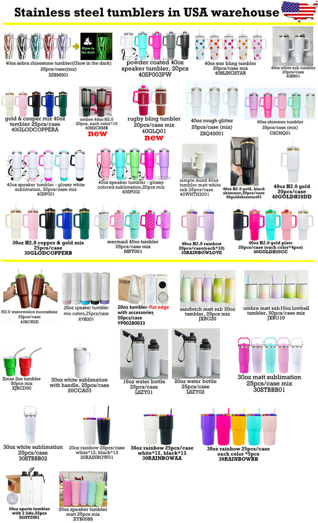 100 Pack 20oz Kids Shimmer Sparkly Stanley Tumblers for Sublimation_GGblanks