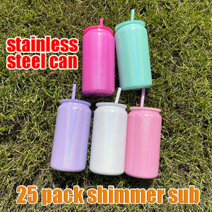 25 Pack USA RTS 16oz Shimmer Sublimation Stainless Steel Cans_GGblanks