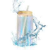 35 Pack 20oz Blank Sublimation Mixed 5 Colors Iridescent Beer Glass Can With Bamboo Lid And Plastic Straw_GGblanks