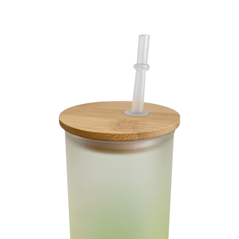 China RTS_25oz Blank Sublimation Colorful Gradient Straight Glass Tumbler With Bamboo Lid And Plastic Straw Sold By Case-GGblanks