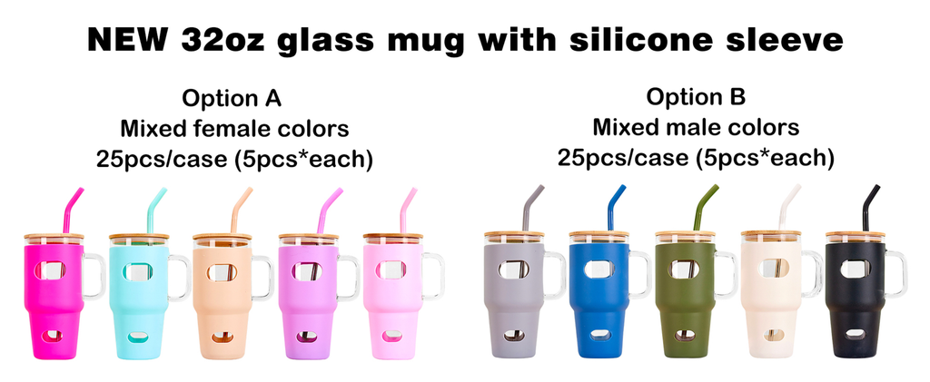 China RTS_Free shipping Silicone Sleeve Bamboo Lid Cup with Time Marker Handle Straw Coffee Reusable Water Bottles Glass Tumbler-GGblanks