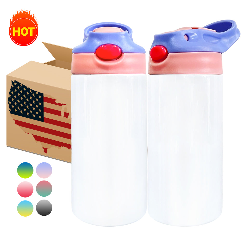 25 Pack 50 Pack 12oz China Warehouse White Blank Sublimation Sports Kids Water Bottle_GGblanks