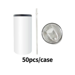 50 Pack China Warehouse 12oz Sublimation Blanks White Slim Beer Cola Can Bottle Cooler With Two Lids Sold By Case-GGblanks