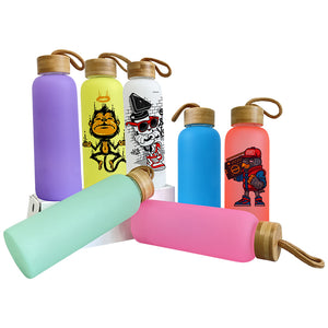 36 Pack 20oz Blank Sublimation Colorful Glass Bottle with Bamboo Lid and Rope_GGblanks