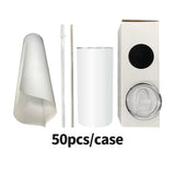 China RTS_15oz White Skinny Straight Tumbler with All Accesseries 50pcs/case-GGblanks