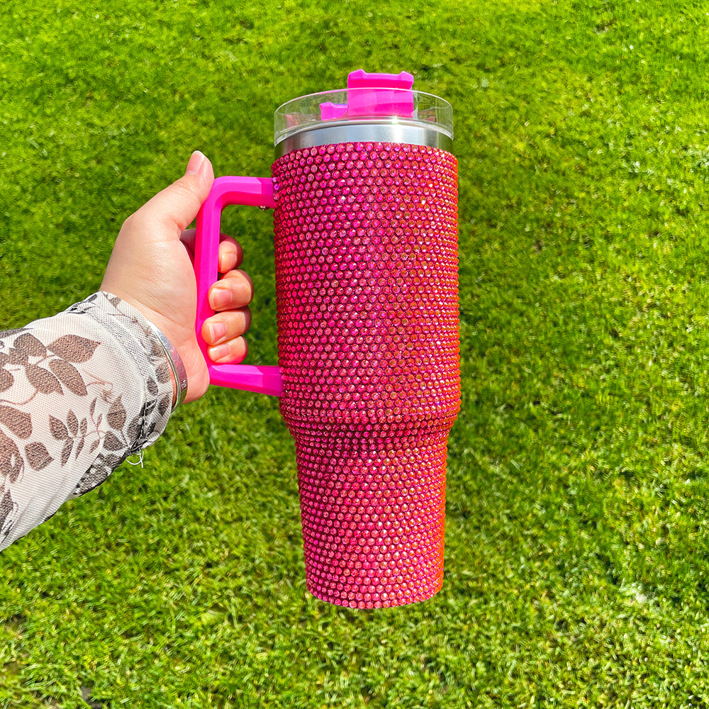 16 Pack 40oz H1.0 Colorful Rhinestone Full Coverd Bling Stanley Style Travel Mug Tumbler_GGbblanks