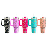 China RTS_H1.0 40oz Laser Engraving Dog Cat Paws Powder Coated Tumbler With Handle Lid And Straw Sold by Case-GGblanks